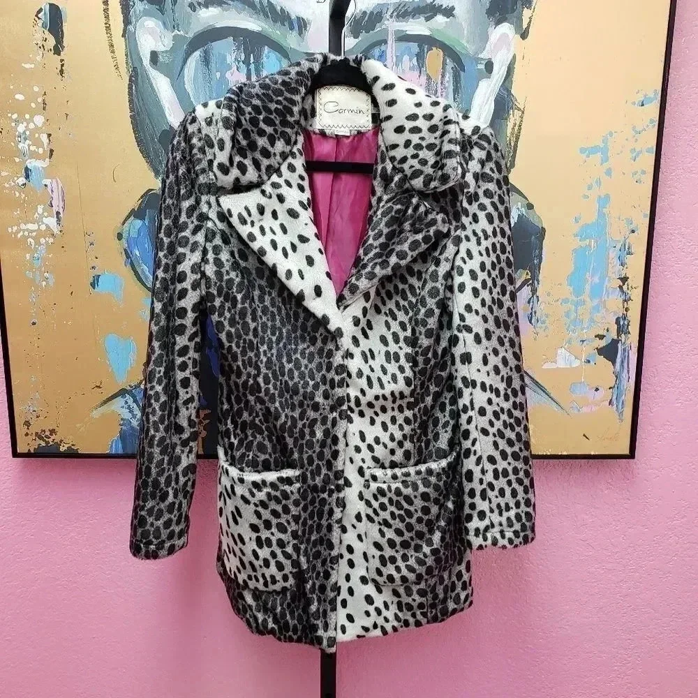 Carmin Snow Leopard Animal Print Coat - Picture 1 of 7